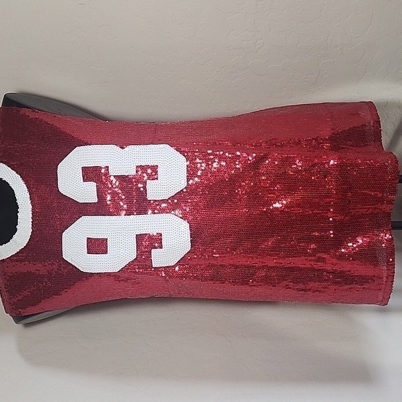 Red Sequin Jersey Dress with Number 36